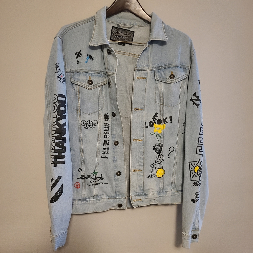 Brooklyn Clothing Company Jean Jacket Size Large "I Miss Old New York"